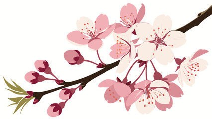 Pink Blossom Branch Spring Flowers Floral Design Element for Invitation Card Wallpaper Website.