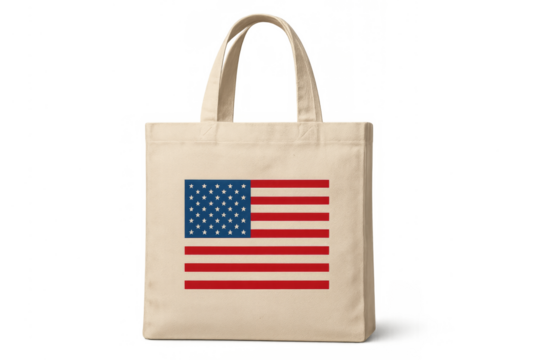 Canvas tote bag displaying american flag patriotism