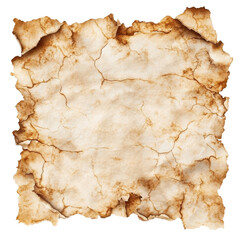 Fototapeta premium Aged Parchment: A piece of aged parchment with textured surface and burnt edges, perfect for conveying a sense of history, antiquity, and mystery.