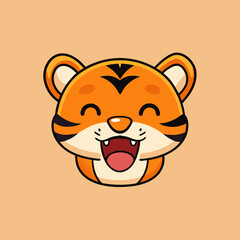 Cute Tiger Emoji Set – Cartoon Expressions Vector Icons