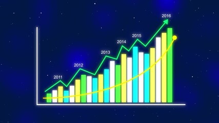 Representing Business Growth and Financial Data. Graph showing yearly business growth. Graph chart showing business success. Business growing up Happy new year 2016. - Powered by Adobe