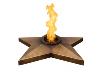 Eternal flame memorial on a five-pointed star