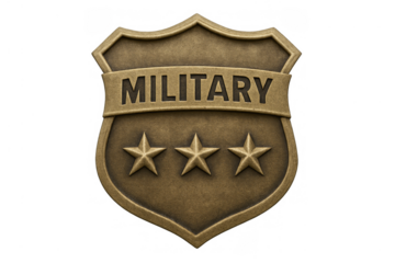Military bronze shield badge with three stars
