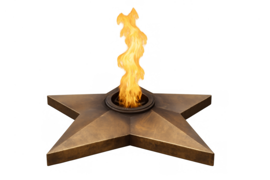 Eternal flame memorial on a five-pointed star