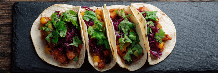 Taco street food fusion cilantro salsa with vibrant color and inviting mood