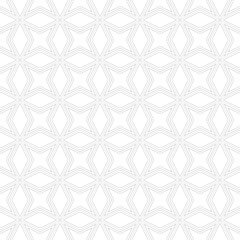 Vector geometric seamless pattern with flower and star shapes, diamond linear pastel ornament. Abstract subtle lines texture. Delicate background. Repeated design for decor, textile, print, fabric