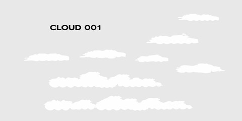 Simple white cartoon clouds floating in a light gray sky background