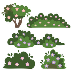 vector illustration of an apple and flower tree