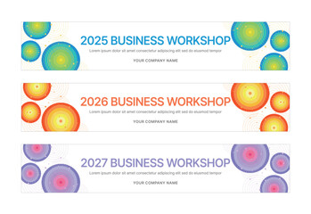 Modern business banner templates with abstract geometric patterns. Perfect for workshops, events, conferences, presentations, or branding projects, combining style and professionalism.