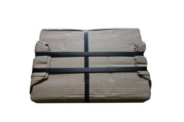 Package safe with strong tapes mail. On isolated transparent background.