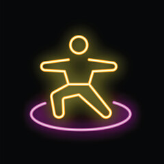 Neon sign representing a person practicing yoga, symbolizing well being and inner peace