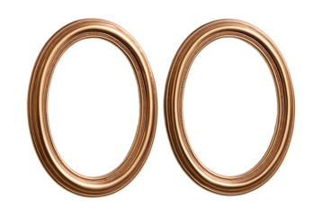Metallic rose gold-finished oval frames.