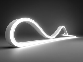 Modern Abstract Design with Curved Neon Light on a Dark Background for Creative Projects