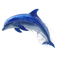 Stunning Dolphin Jumping Out of Water Against Clear Background with Splash Effect