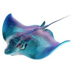 Colorful Stingray Swimming Gracefully in Clear Ocean Water with Vibrant Patterns and Textures