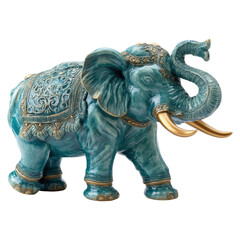 Handcrafted Ceramics of a Majestic Blue Elephant with Intricate Details and Graceful Posture