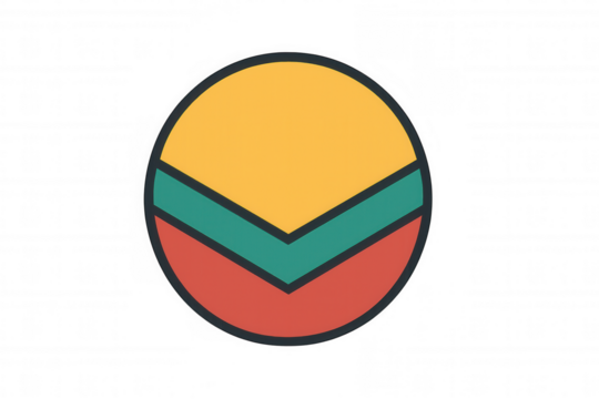 Abstract circle logo design representing chevron layers and progress, graphic icon with transparent background