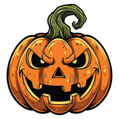 Spooky jack o lantern with scary face and glowing eyes for halloween