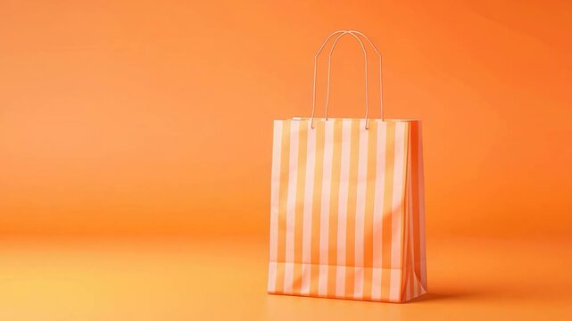 video A paper shopping bag on a vibrant orange background