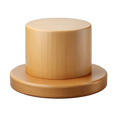 A minimalist wooden podium with a cylindrical base and top on a black background for product display Isolated on transparent background, png