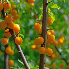 Reife gelbe Wildpflaumen, Prunus cerasifera