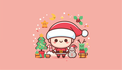 vector of a young man in a cute Christmas costume, flat design