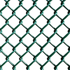Fototapeta premium A green chain link fence on transparent background