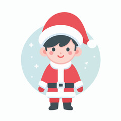 vector of a young man in a cute Christmas costume, flat design