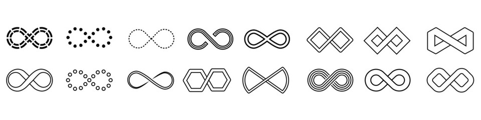 Obraz premium Infinity icon vector set. Mobius loop shape illustration sign collection. unlimited symbol. forever logo.