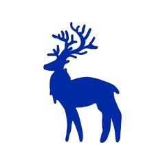 Jumping Reindeer Silhouette クリスマスに跳ねるトナカイのシルエットイラスト