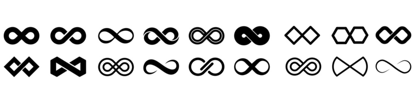 Infinity icon vector set. Mobius loop shape illustration sign collection. unlimited symbol. forever logo.