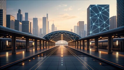 Fototapeta premium Modern Urban Transportation Hub Connected by 5G Technology