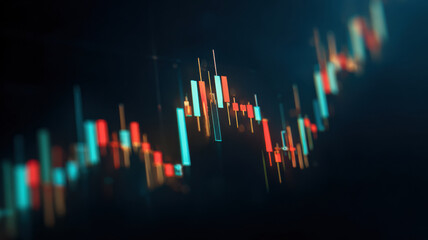 Stock candlestick chart floating cleanly