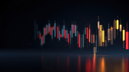 Stock candlestick chart floating cleanly