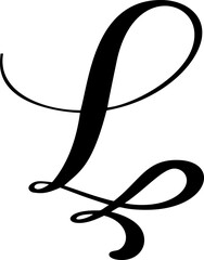 Black calligraphic vector letter L hand drawn forming part an elegant for initial alphabet projects design