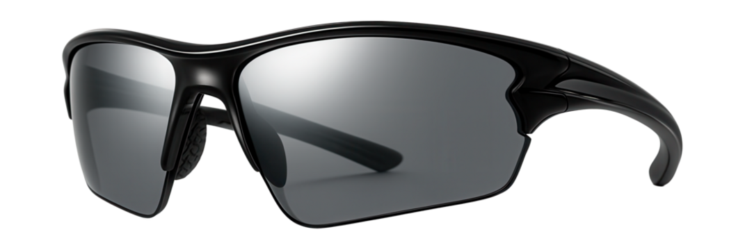 Wraparound sports shades featuring mirrored lenses and rubber nose pads.