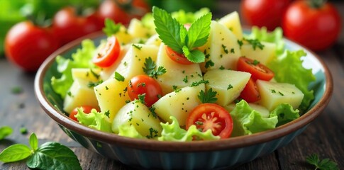 Vibrant Potato Salad Fresh Herbs, Juicy Tomatoes, Perfect Summer Picnic Dish