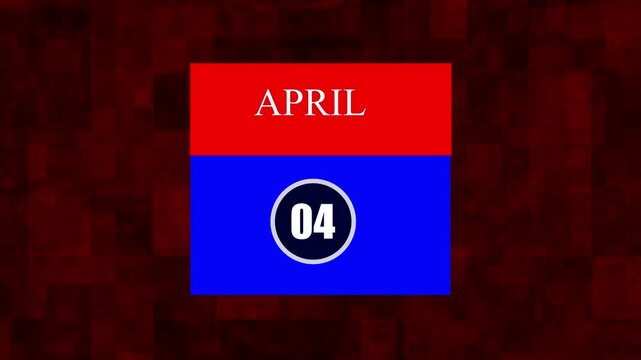 day date 04 april concept template calendar page animation concept. Calendar with the date april 15 on a black background. april 04- Daily Calendar Icon in flat design style