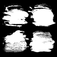 Set of hand drawn paint, ink brush strokes, brushes, lines. Dirty artistic design elements, boxes, frames for the text. Abstract black and white background.