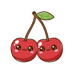 Cute Kawaii Cherry Cartoon Character – Adorable Fruit Illustration