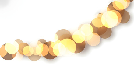 Blurred golden bokeh lights create a soft and dreamy effect, isolated on white background, perfect for adding a touch of magic to designs