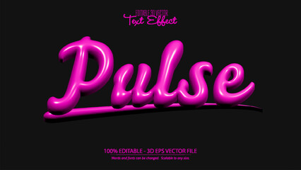 Pulse 3D pink neon text effect editable vector file for design projects and creative typography