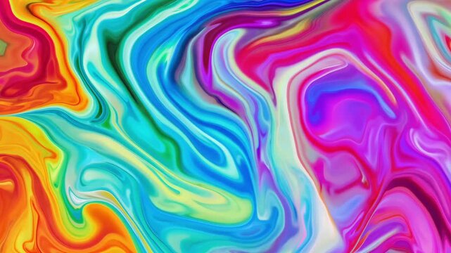 Vibrant liquid neon gradient waves, teal, magenta, purple, yellow retro colors, psychedelic 90s dance party aesthetic, grainy VHS texture overlay, flowing smooth abstract background animation, Ultra