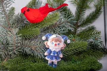 Christmas landscape with gifts and snow. Merry christmas and happy new year . Christmas celebration holiday background