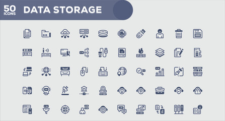 Data Storage Professional Flat Icons Set for Branding and Business Use