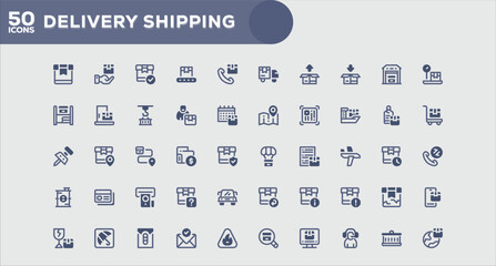 Delivery Shipping Flat Vector Icons Collection for Creative and Digital Projects