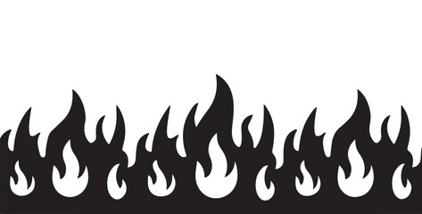 Black flame silhouette border vector for fire, energy, and burning danger graphic illustration