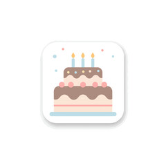 Flat Style Celebration Two Tiered Cake with Candles Illustration Icon
