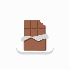 Isolated Bitten Chocolate Bar Rounded Square Icon with Foil Wrapper Illustration