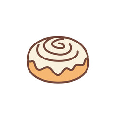 Cute Outline Cinnamon Roll Pastry with Creamy Frosting Sweet Treat